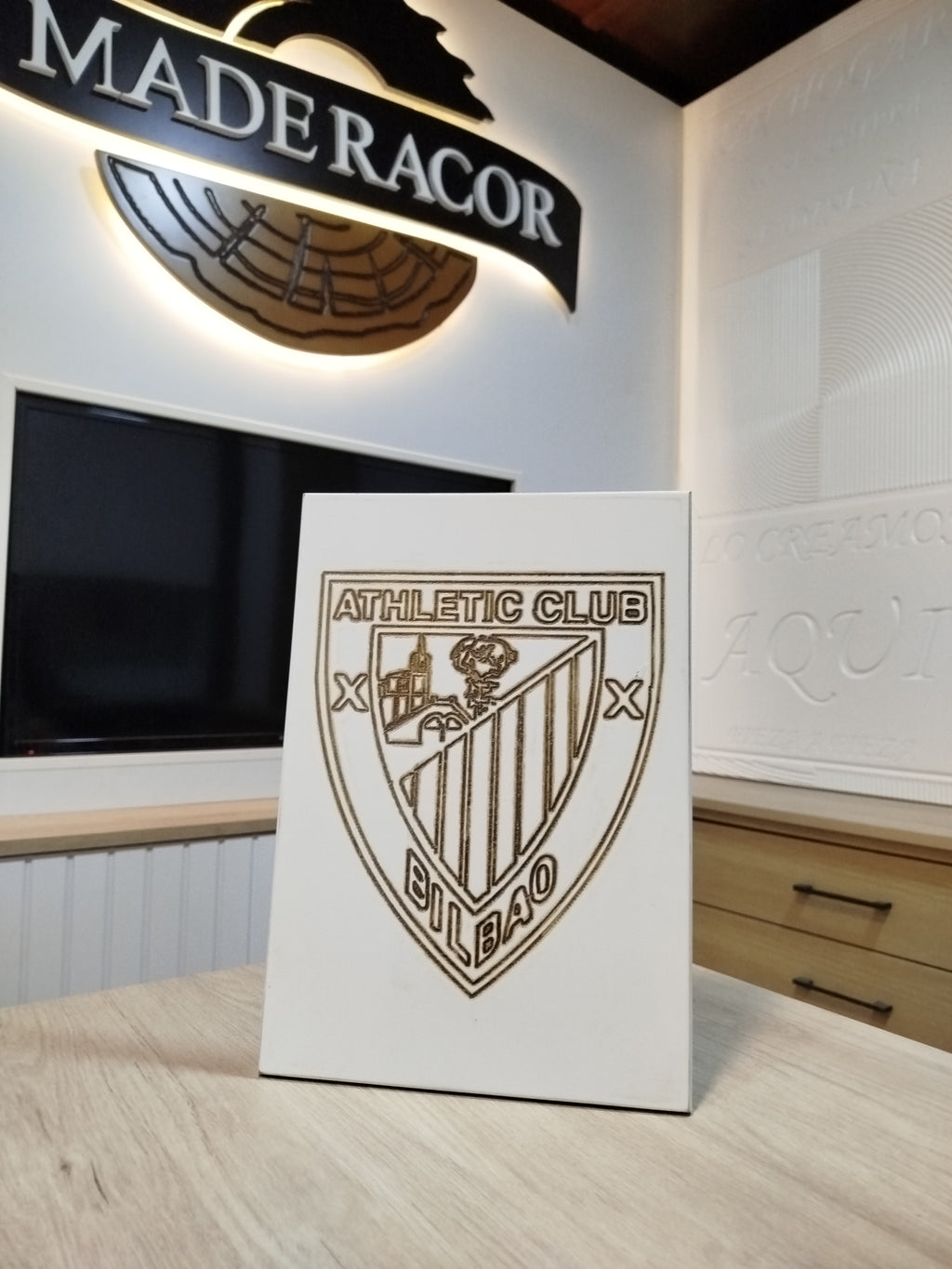 Placa Artesanal Escudo Athletic Club Bilbao - Grabado Clásico en Relieve