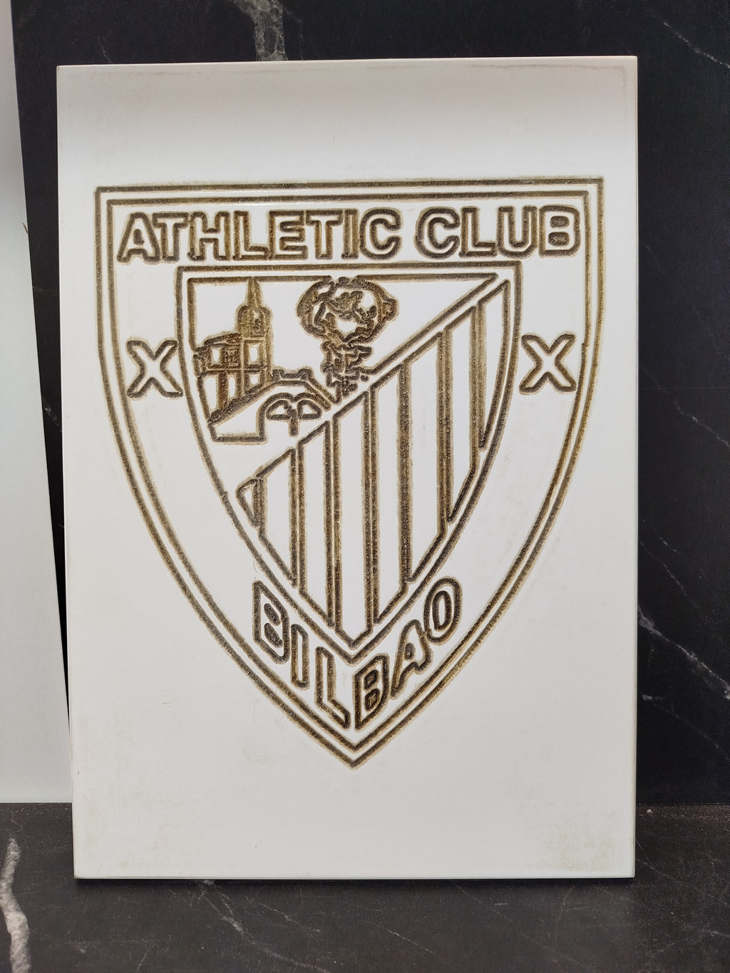 Placa Artesanal Escudo Athletic Club Bilbao - Grabado Clásico en Relieve