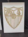 Placa Decorativa Escudo Sevilla FC - Grabado Artesanal "Casta y Coraje"